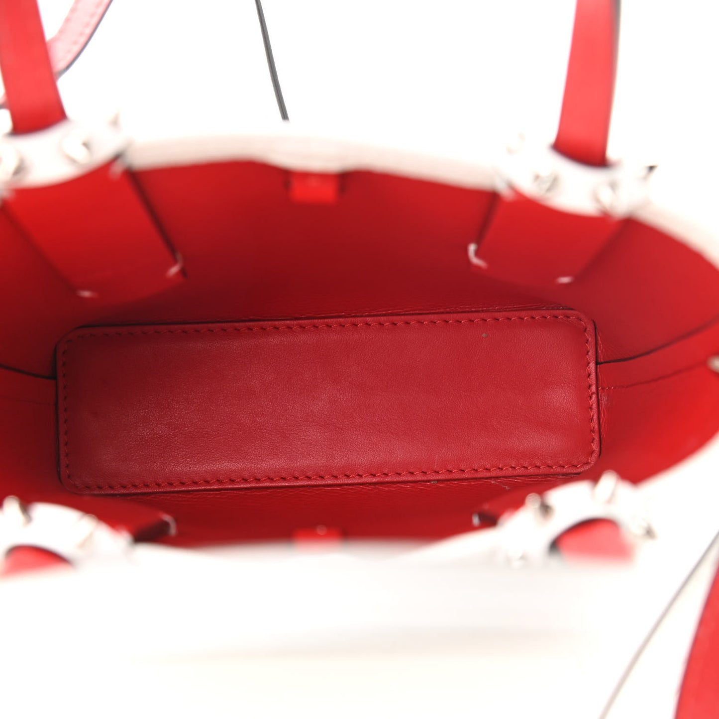 Calfskin Spikes Mini North South Cabata Tote White