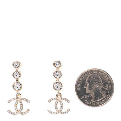 Chanel Crystal CC Drop Earrings Gold 2 of 4