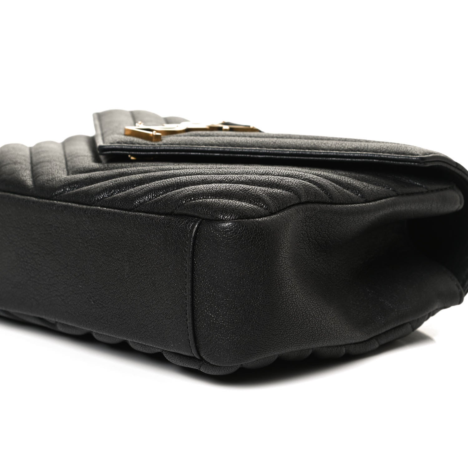 Saint Laurent Sheepskin Matelasse Chevron Monogram Medium College Bag Black 10 of 10