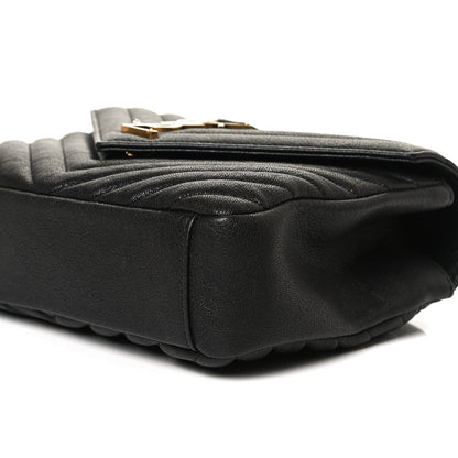 Saint Laurent Sheepskin Matelasse Chevron Monogram Medium College Bag Black 10 of 10