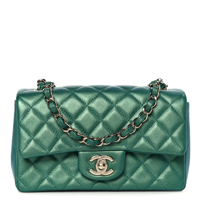 Chanel Iridescent Lambskin Quilted Mini Rectangular Flap Green 1 of 11