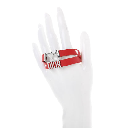 Christian Dior Calfskin Dior Heart Double Bracelet Red 2 of 5