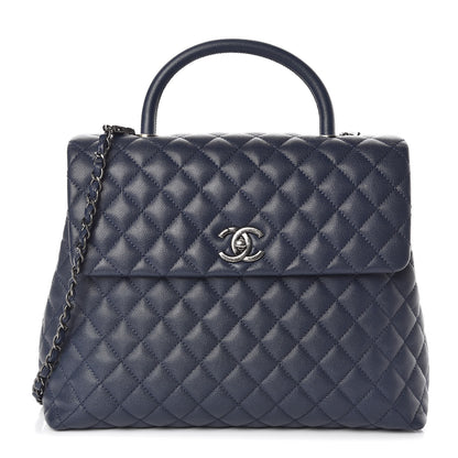Chanel Caviar Quilted Large Coco Handle Flap Navy Blue 1 of 11