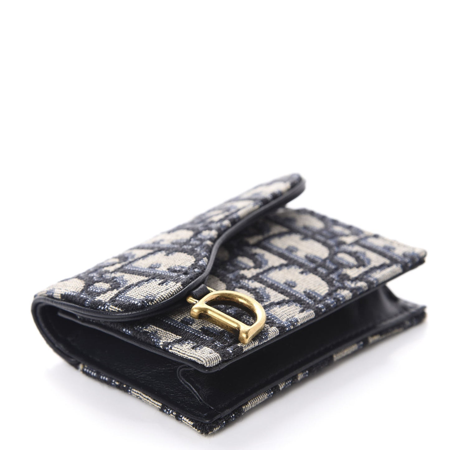 Oblique Saddle Card Holder Blue