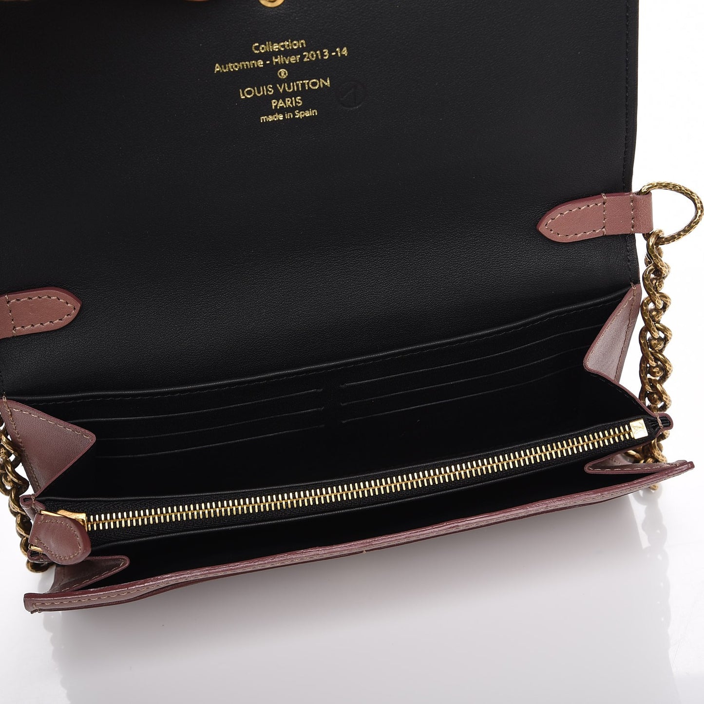Cuir Boudoir Sarah Chain Wallet Rose Velours
