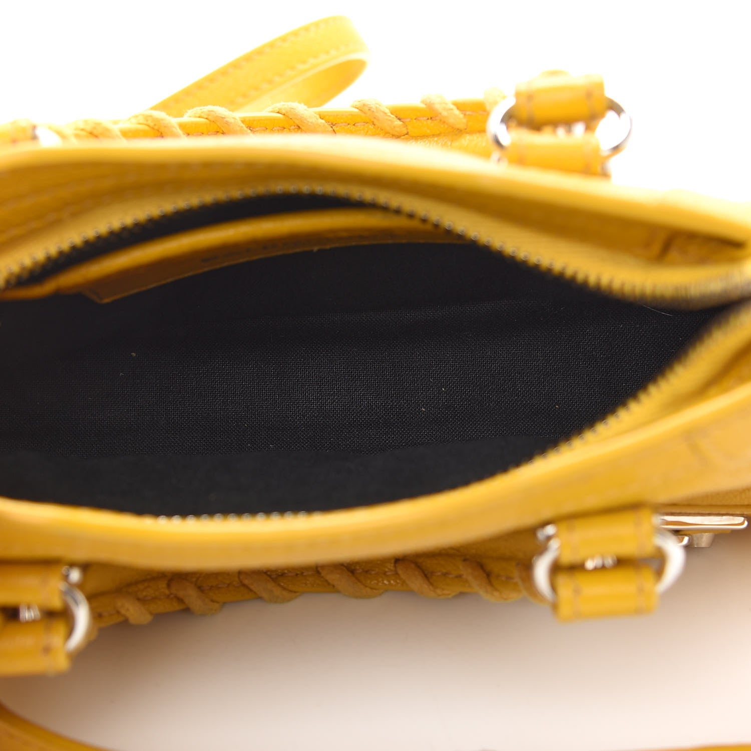 Balenciaga Chevre Silver Metallic Edge Hardware Nano City Jaune Epi 5 of 9