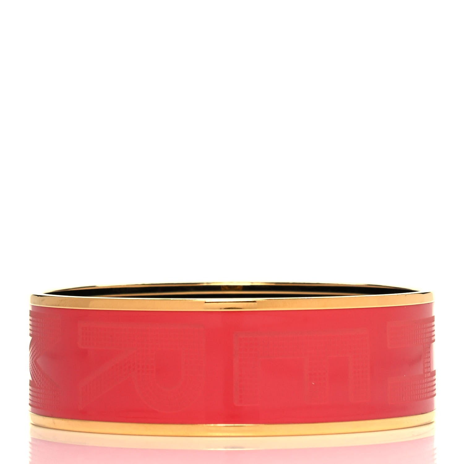 Hermes Enamel Wide Printed Sellier Bracelet 65 Rose Dahlia 3 of 4