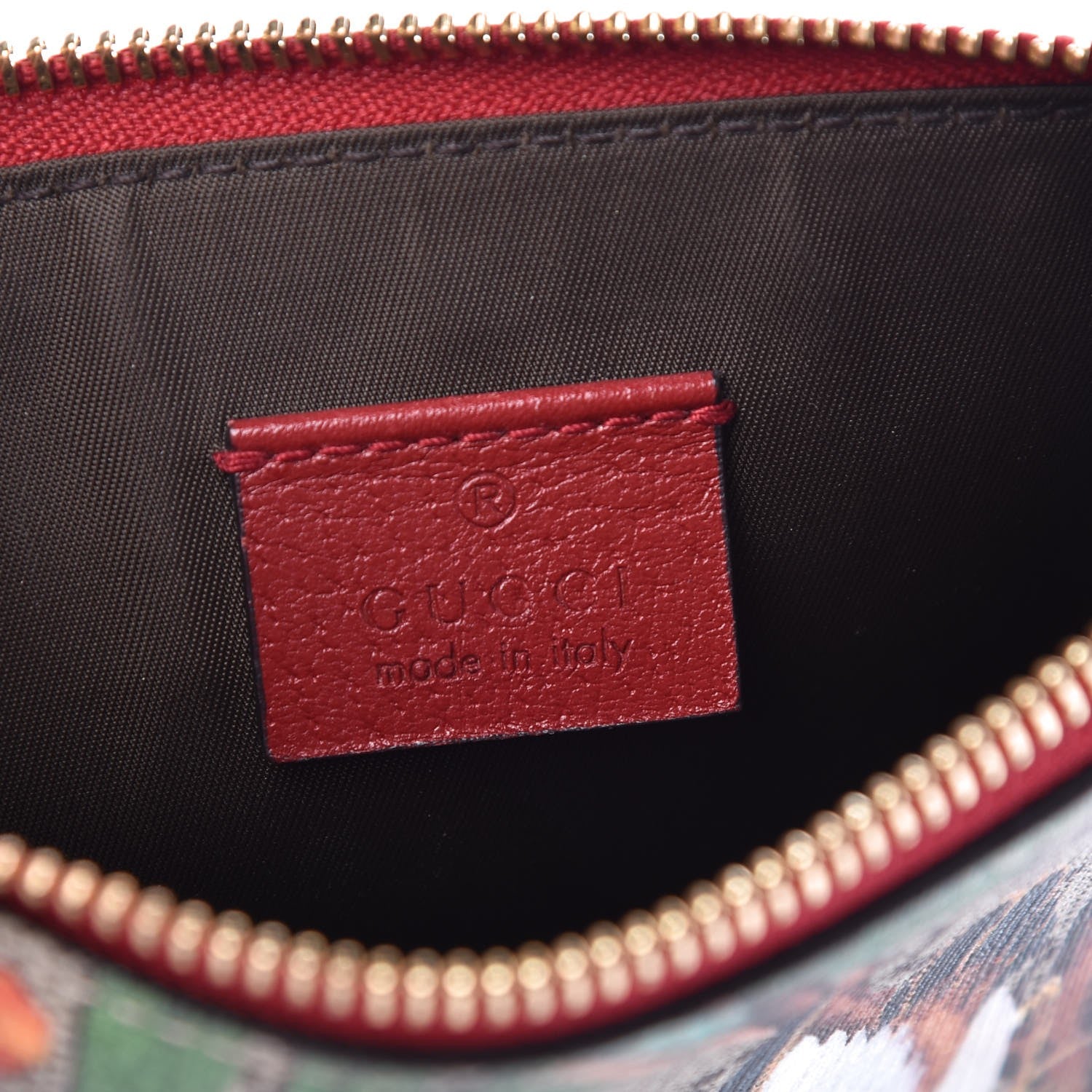 Gucci GG Supreme Monogram Tian Zip Pouch Beige Multicolor Red 6 of 8