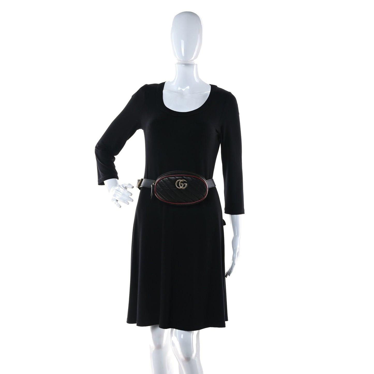 Azalea Calfskin Matelasse Diagonal Torchon GG Marmont Belt Bag 105 42 Black Romantic Cerise
