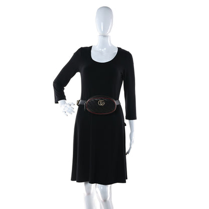 Gucci Azalea Calfskin Matelasse Diagonal Torchon GG Marmont Belt Bag 105 42 Black Romantic Cerise 2 of 13