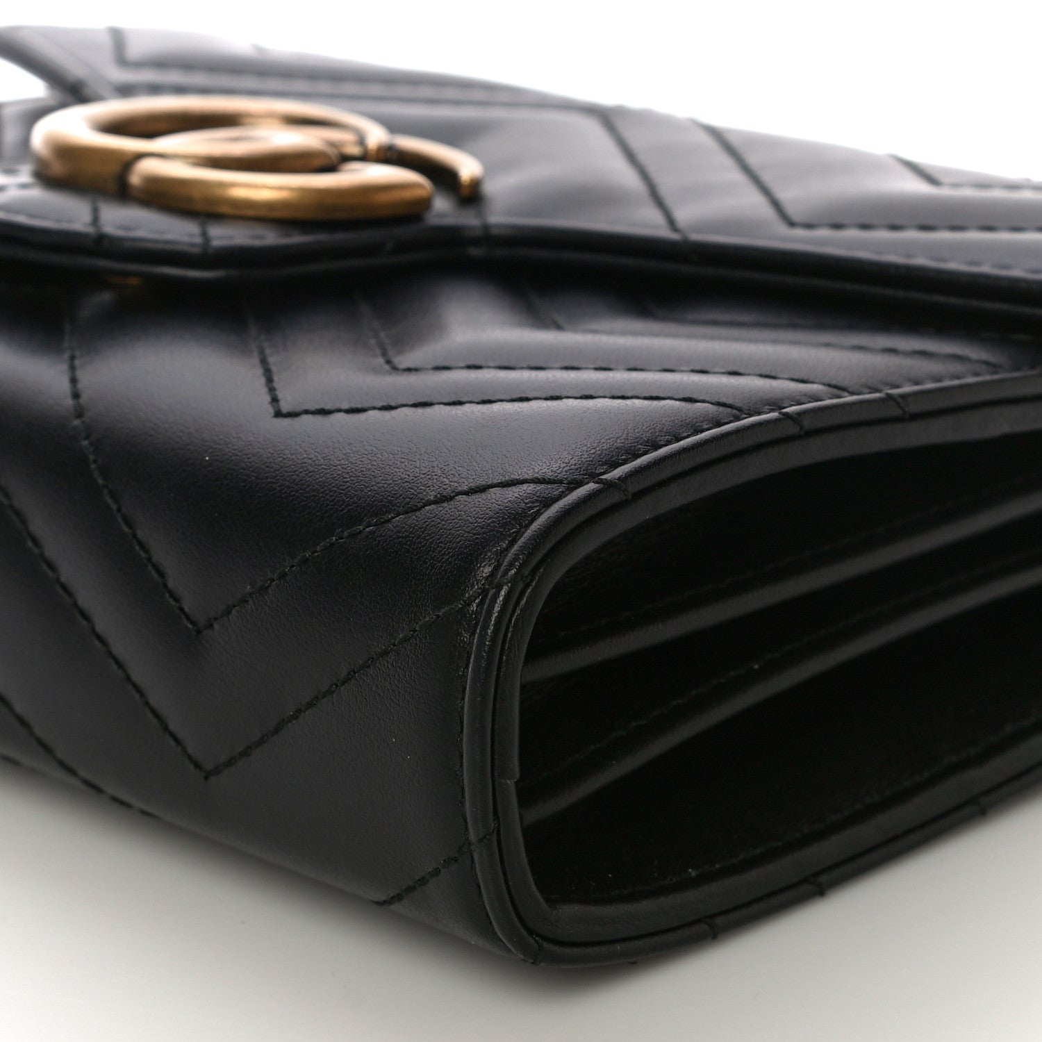 Gucci Calfskin Matelasse GG Marmont Chain Wallet Black 9 of 13