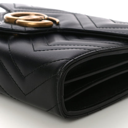 Gucci Calfskin Matelasse GG Marmont Chain Wallet Black 9 of 13