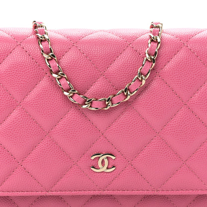 Chanel Caviar Quilted Wallet on Chain WOC Pink 9 of 12