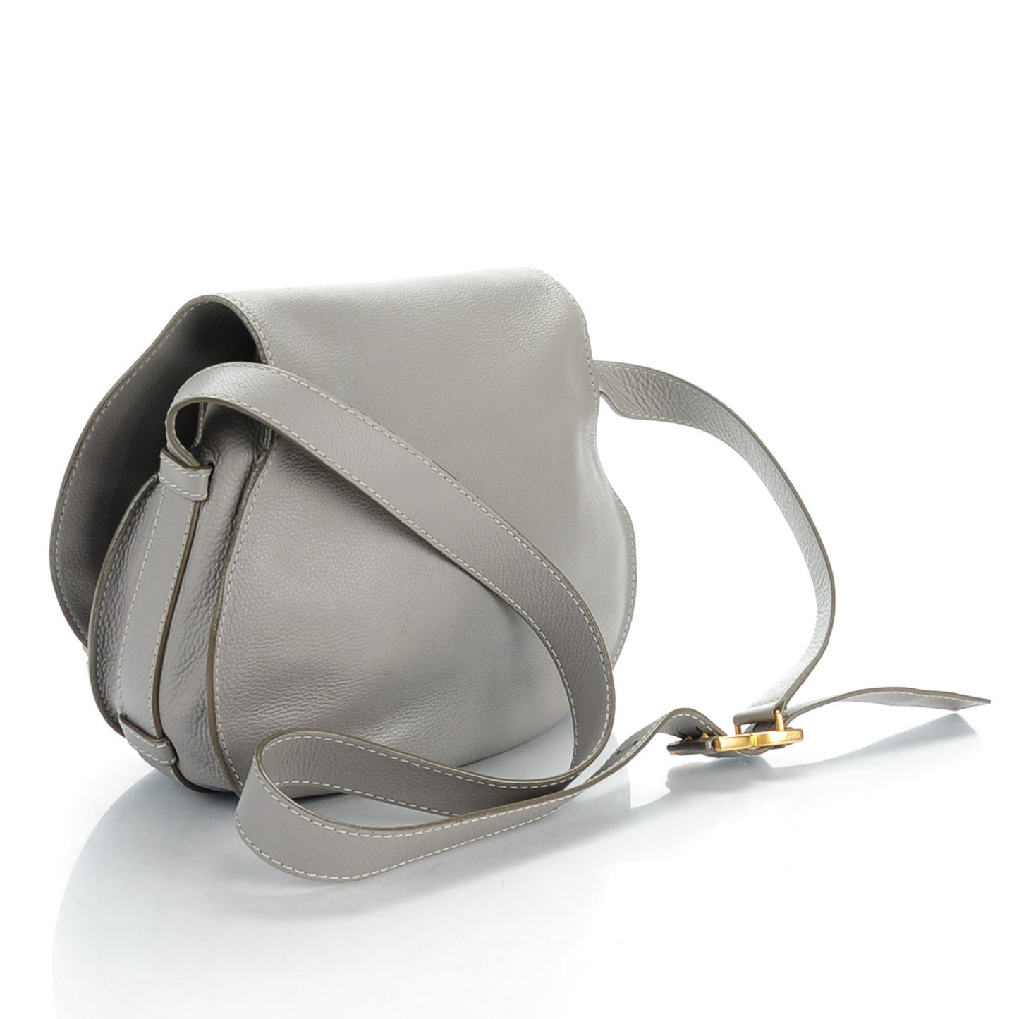 Calfskin Medium Marcie Round Crossbody Bag Cashmere Grey