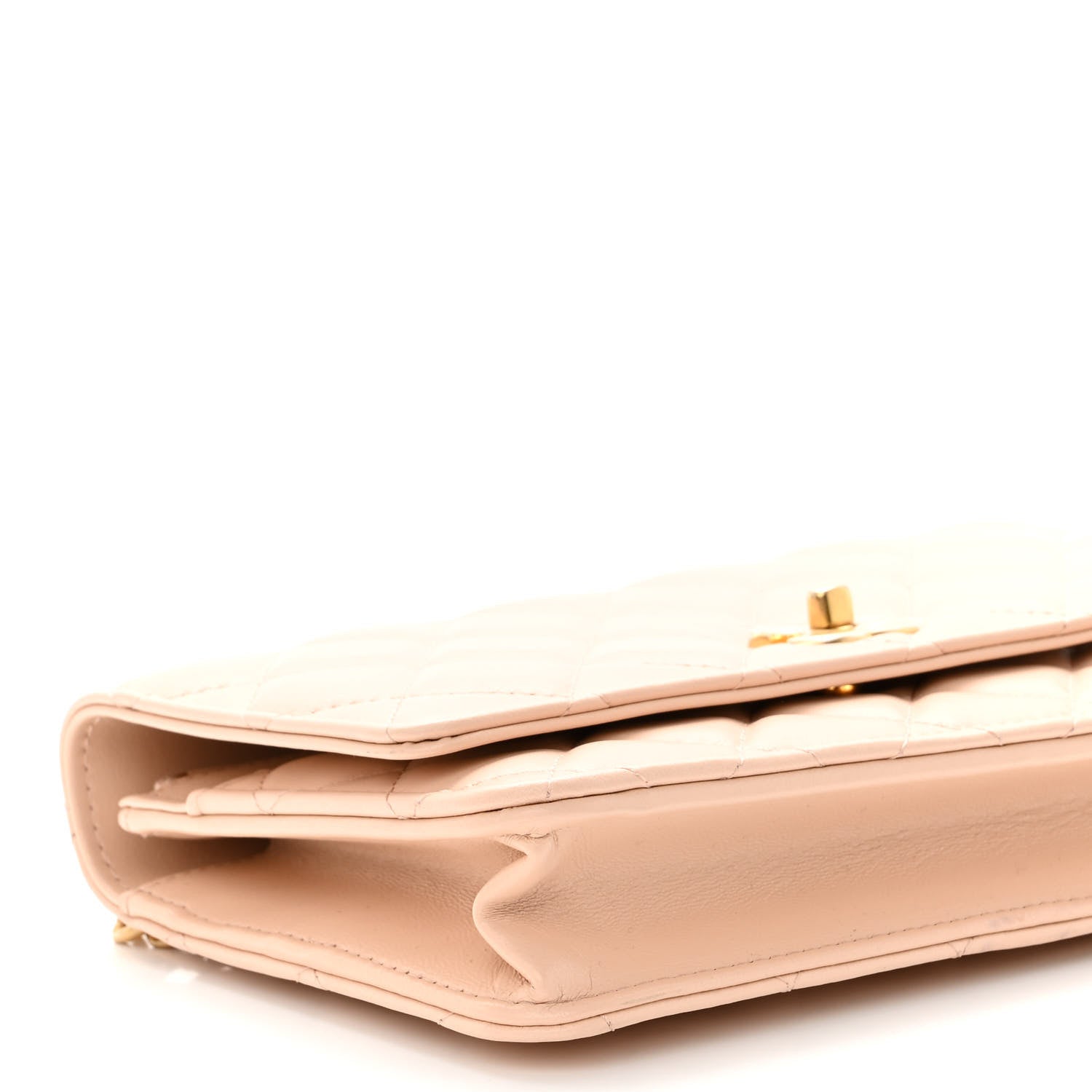 Chanel Lambskin Quilted Sweet Camellia Wallet on Chain WOC Light Beige 10 of 12
