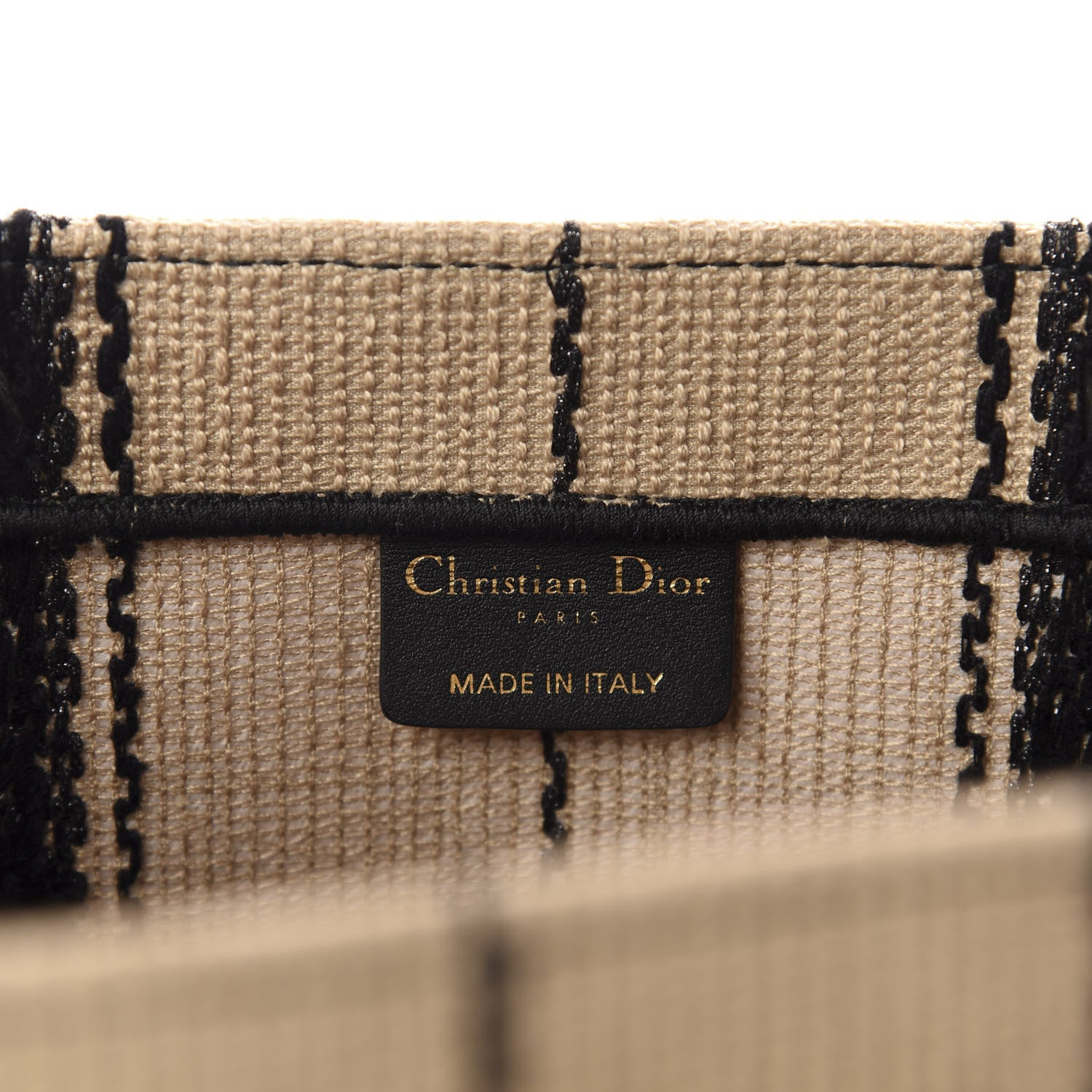 Christian Dior Canvas Embroidered Medium Bayadere Book Tote Black Beige 9 of 11