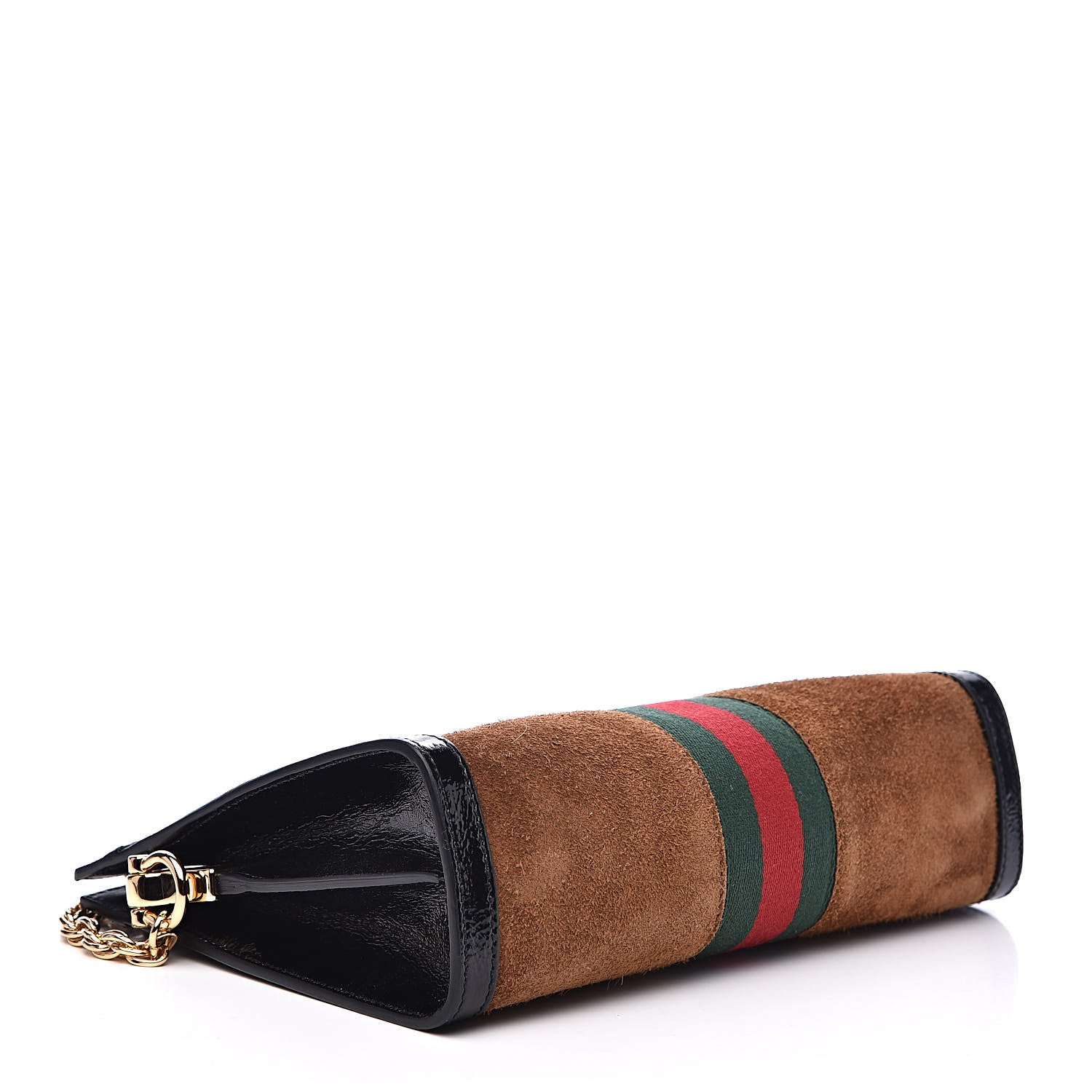 Gucci Suede Patent Web Small Ophidia Chain Shoulder Bag Nocciola Black 4 of 12
