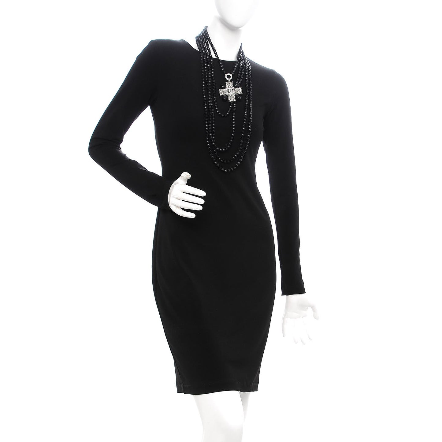 Bead Crystal Multi Strand CC Cross Necklace Black