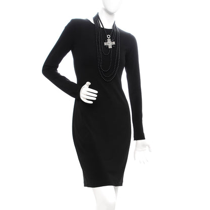 Chanel Bead Crystal Multi Strand CC Cross Necklace Black 2 of 7