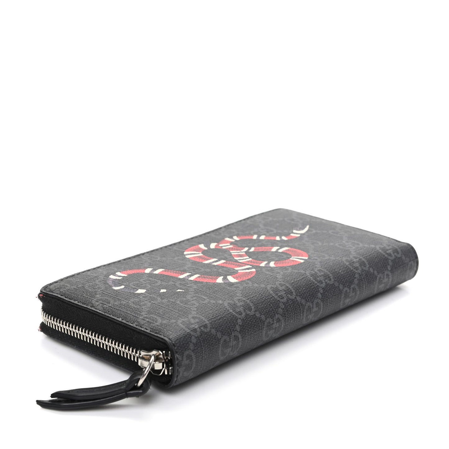 GG Supreme Monogram Kingsnake Zip Around Wallet Black Grey