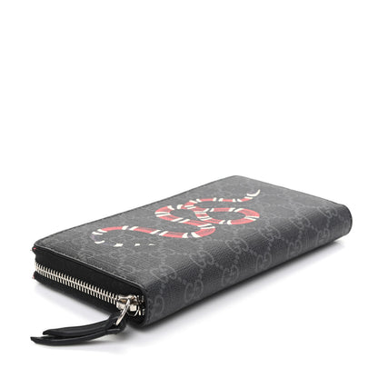 Gucci GG Supreme Monogram Kingsnake Zip Around Wallet Black Grey 4 of 8