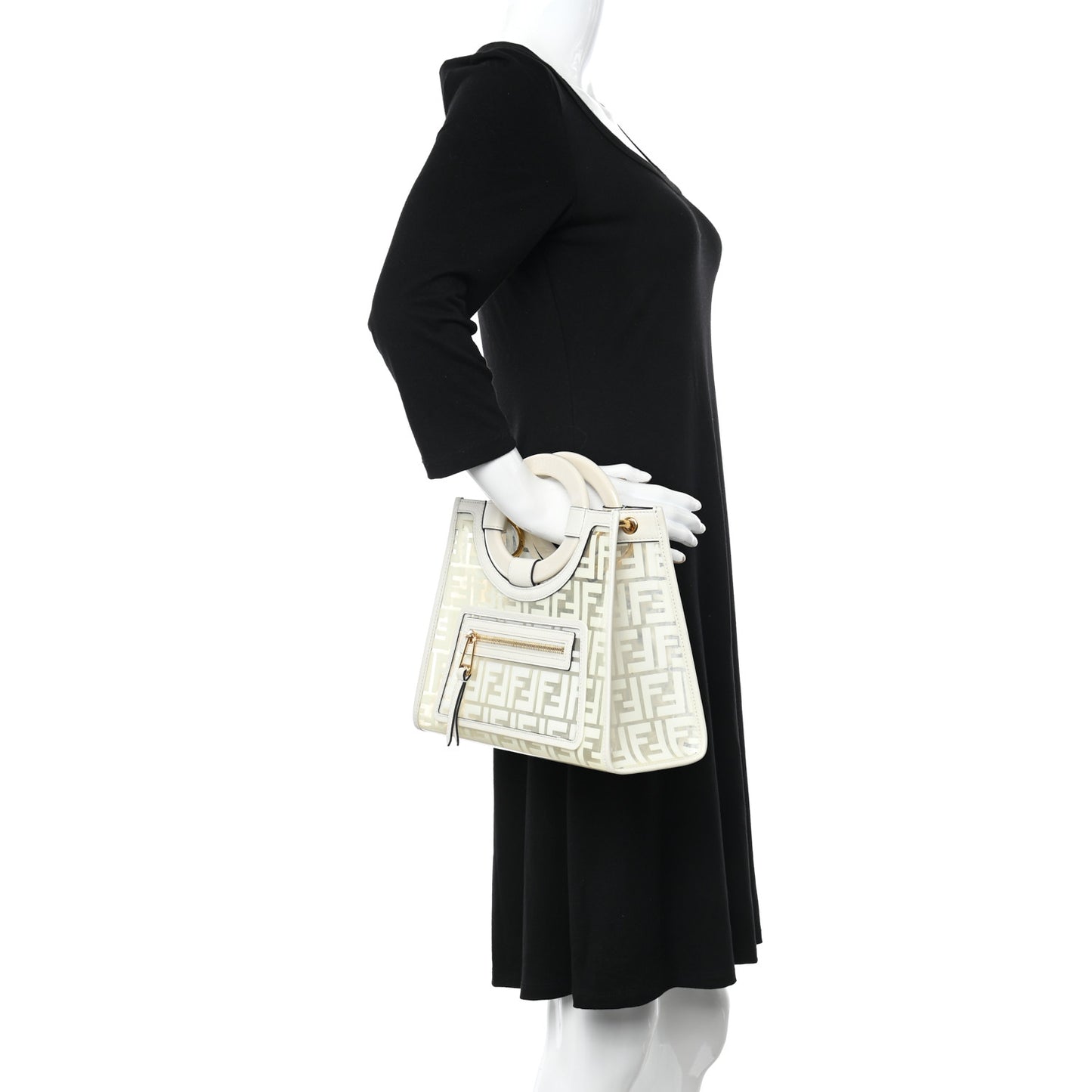 TPU FF Vitello Century Plexiglass Small Runaway Shopper Tote White