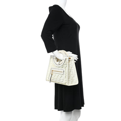 Fendi TPU FF Vitello Century Plexiglass Small Runaway Shopper Tote White 2 of 12