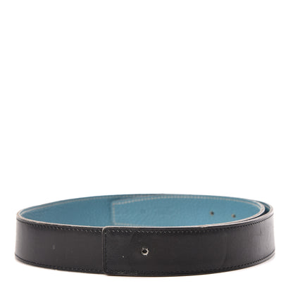 Hermes Box Togo 32mm Belt Strap 85 Black Blue Jean 1 of 7