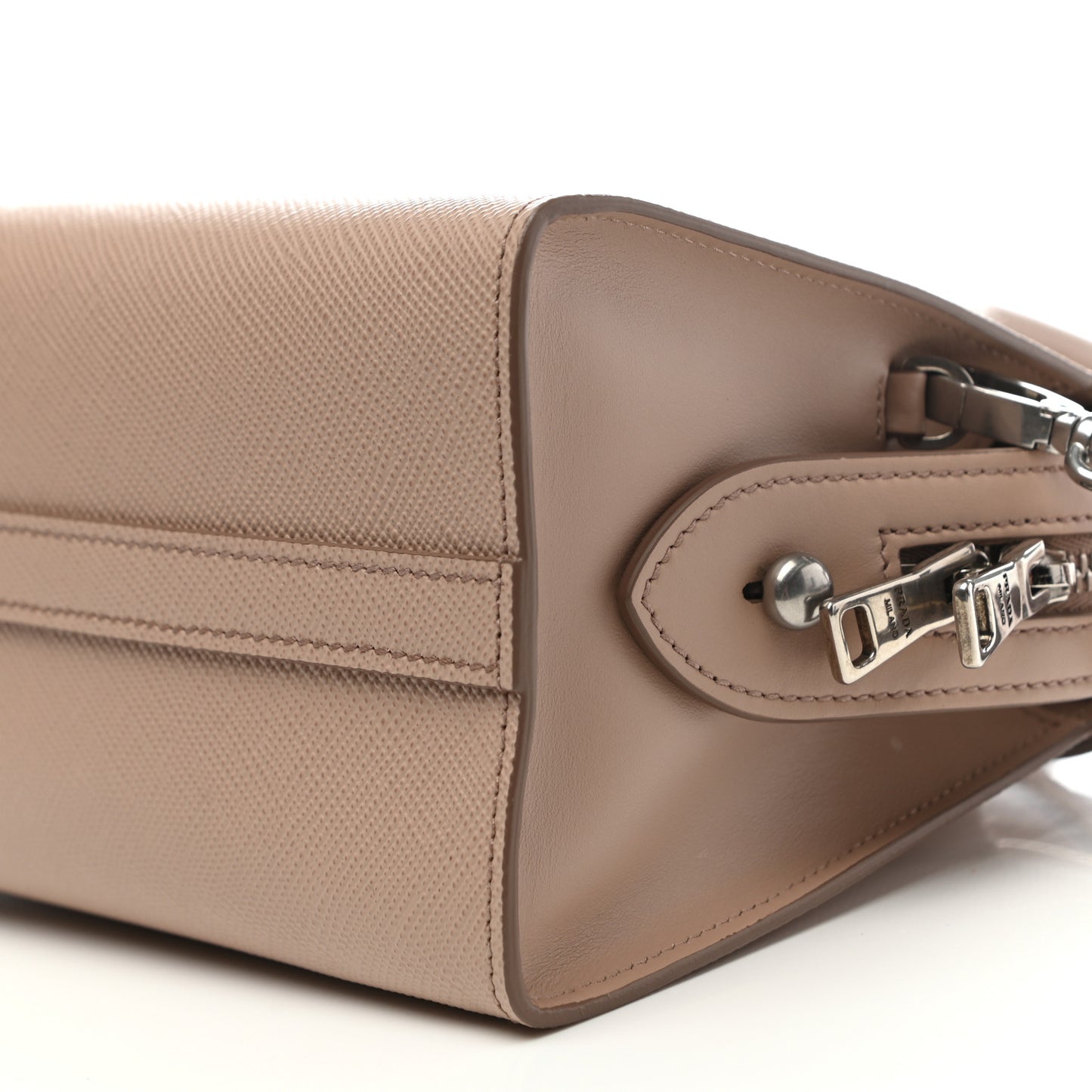 Saffiano Cuir Calfskin Mini Monochrome Top Handle Tote Cipria