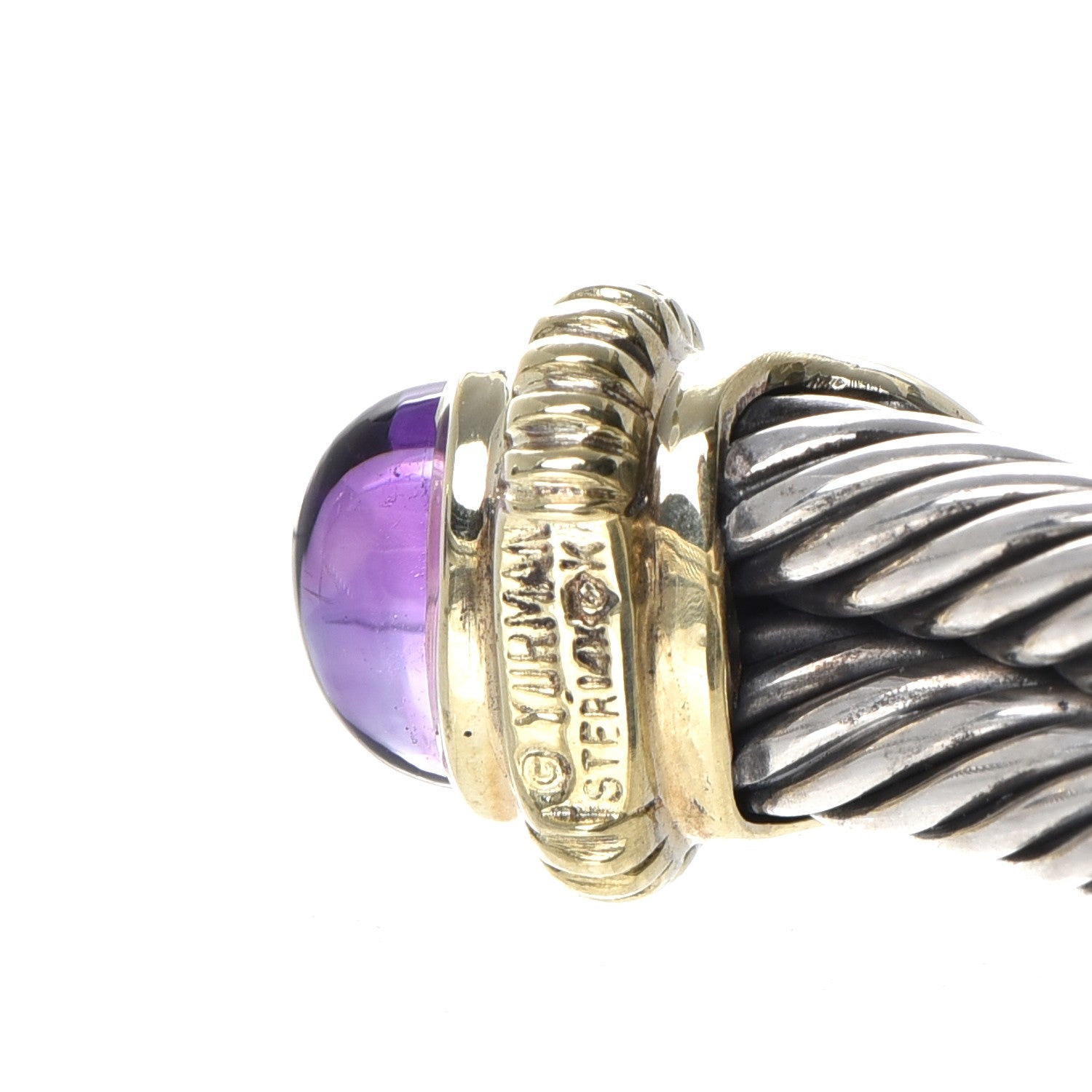 David Yurman Sterling Silver 14K Yellow Gold Amethyst Green Onyx Double Cuff 5 of 5
