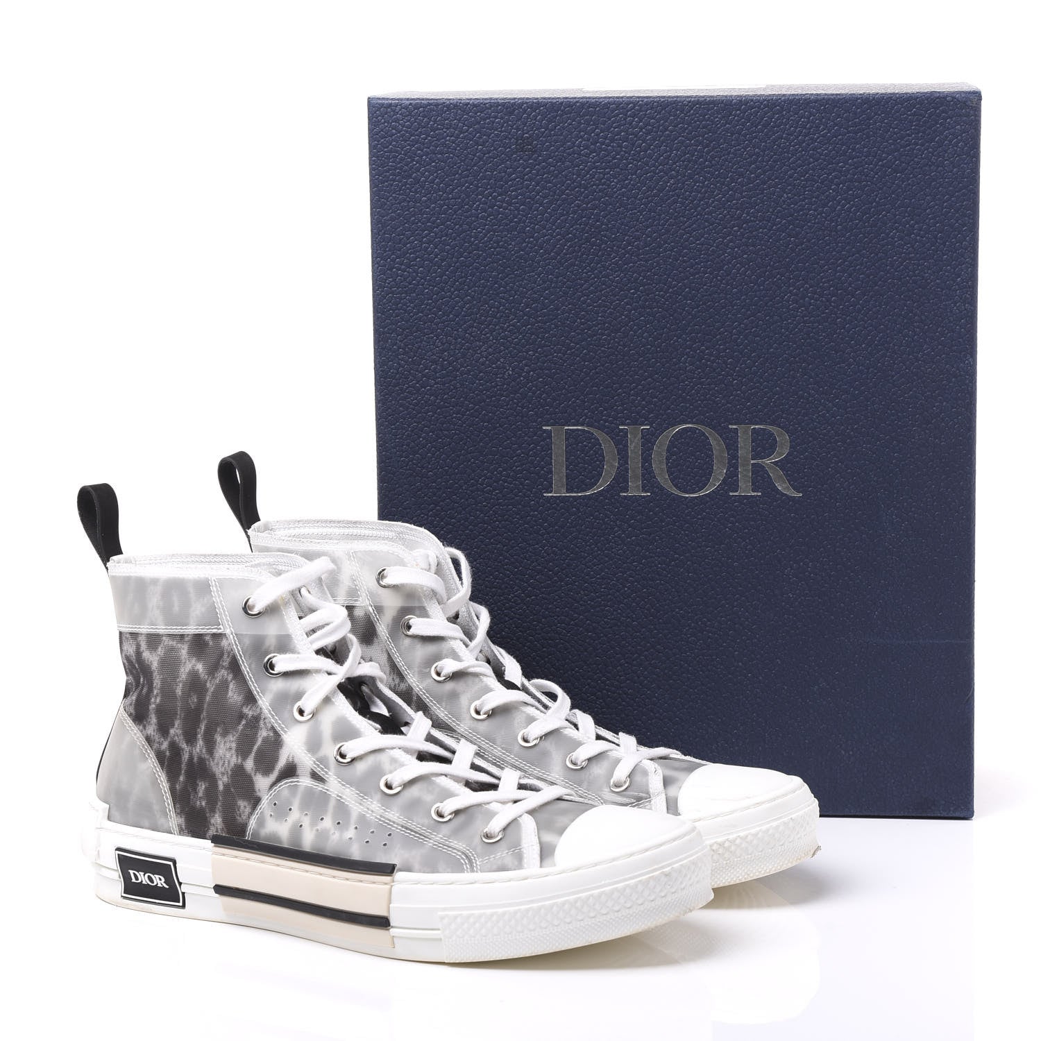 Christian Dior Canvas Leopard Print Mens B23 High Top Sneakers 43 White 9 of 9