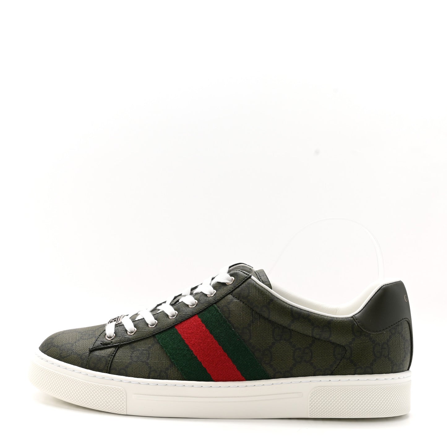 GG Supreme Monogram Web Mens New Ace Sneakers 8 Green