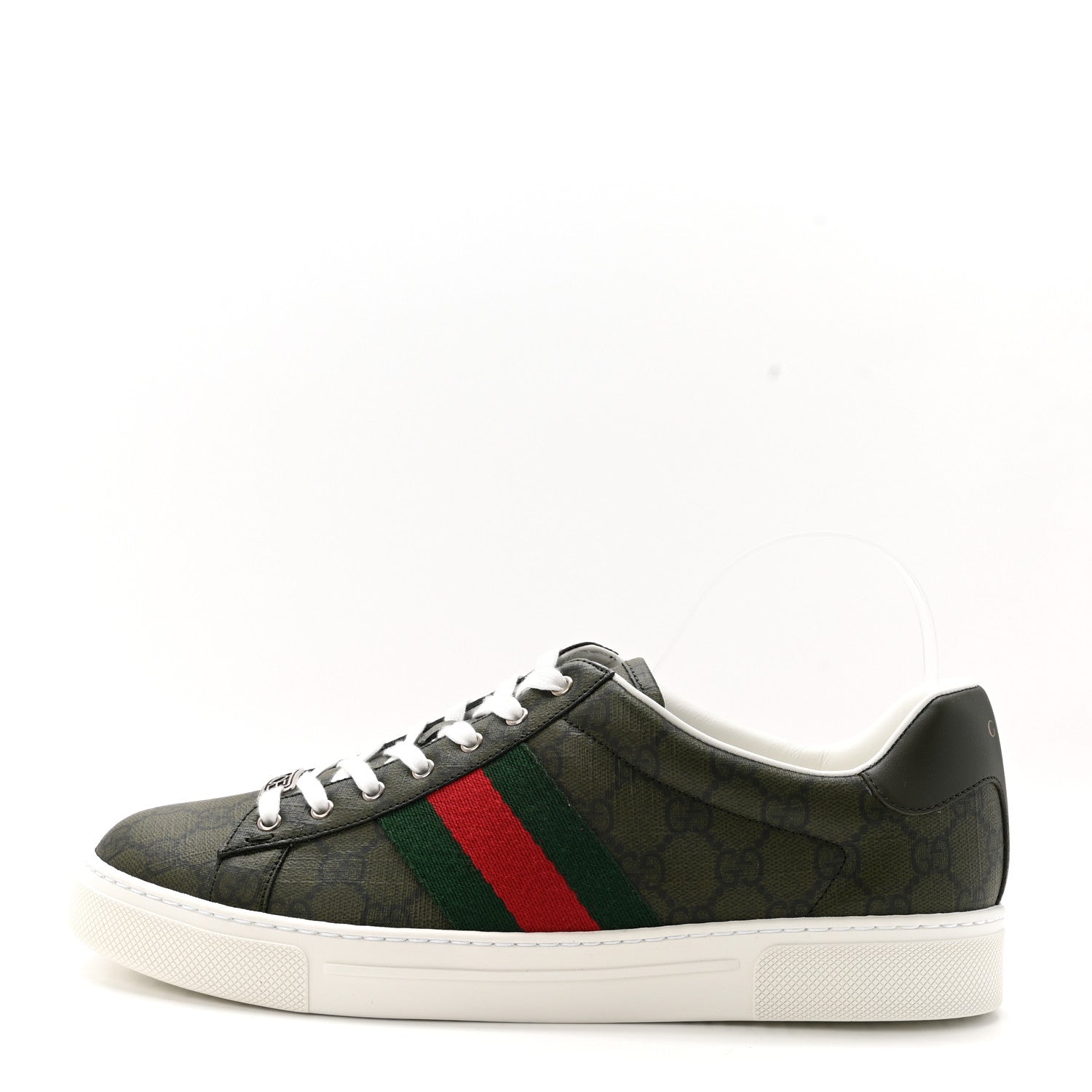 Gucci GG Supreme Monogram Web Mens New Ace Sneakers 8 Green 1 of 10