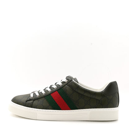 Gucci GG Supreme Monogram Web Mens New Ace Sneakers 8 Green 1 of 10