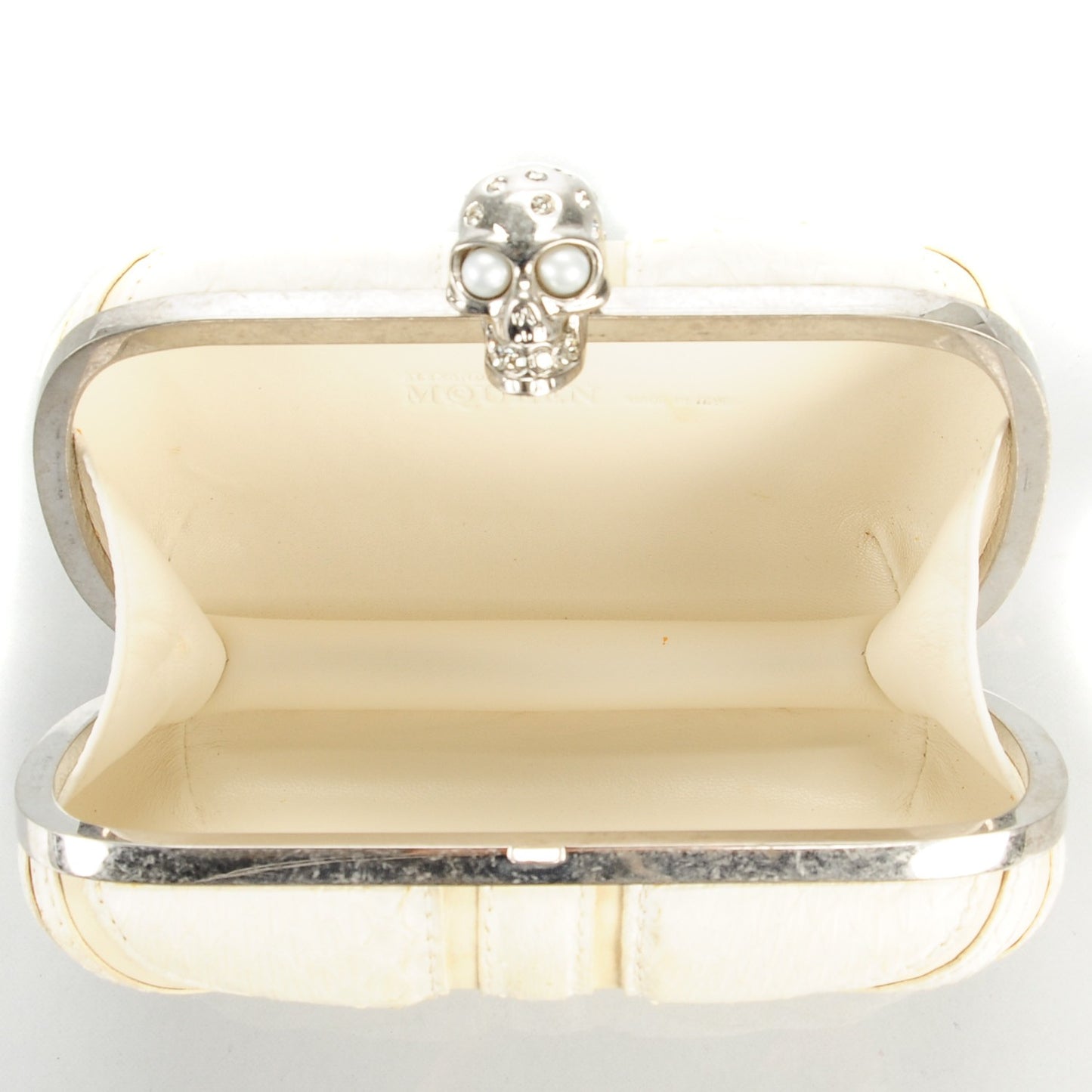 Calfskin Snakeskin Britannia Skull Box Clutch