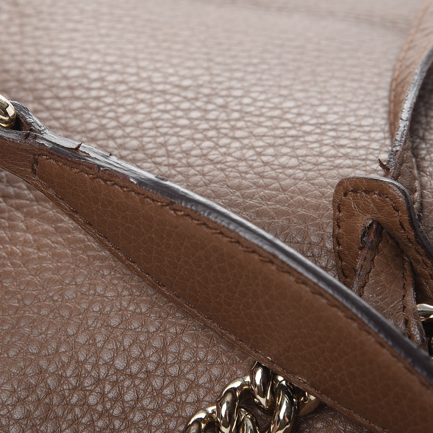 Pebbled Calfskin Medium Soho Chain Shoulder Bag Maple Brown