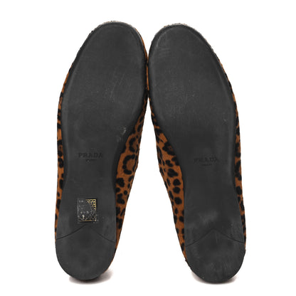Prada Calf Hair Leopard Print Triangle Ballerina Flats 39.5 Miele Moro 6 of 9