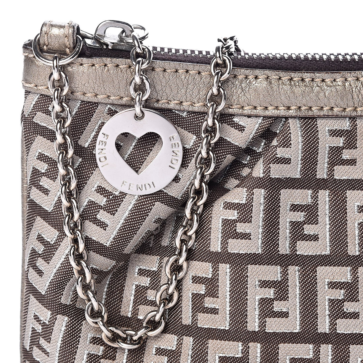 Fendi Zucchino Vachetta Pochette Caffe Argilla Canna di Fucile 8 of 11