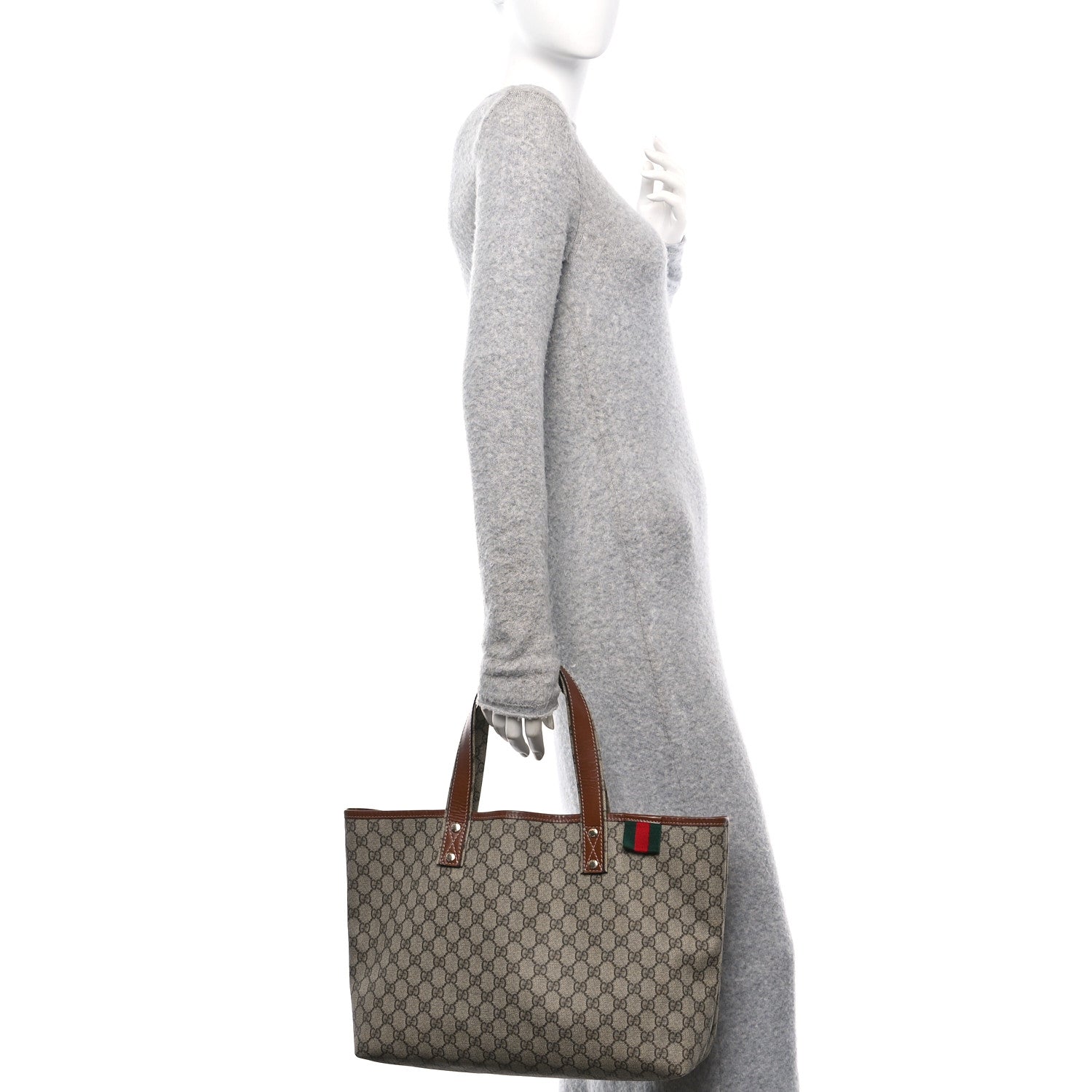 Gucci GG Plus Monogram Medium Signature Web Loop Tote Light Brown 3 of 18