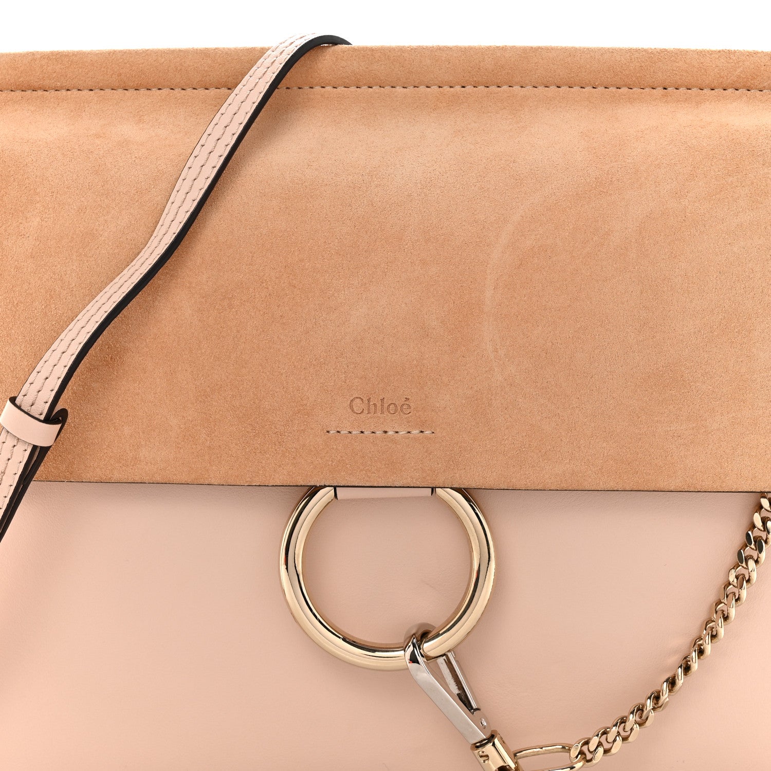 Chloe Calfskin Suede Medium Faye Shoulder Bag  Cement Pink 8 of 12