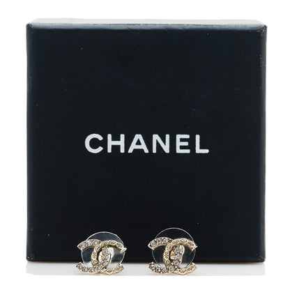 Chanel Metal Crystal CC Earrings Silver 5 of 5