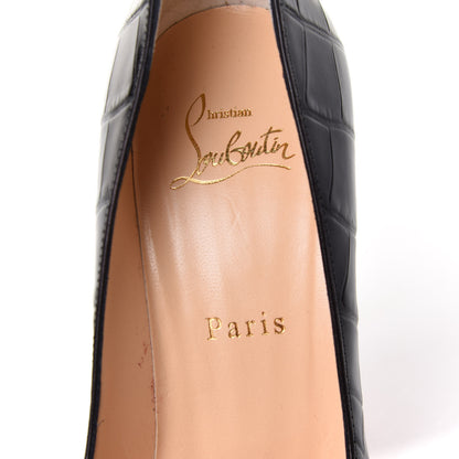 Christian Louboutin Calfskin Crocodile Embossed Pigalle Follies 120 Pumps 37.5 Black 16 of 20