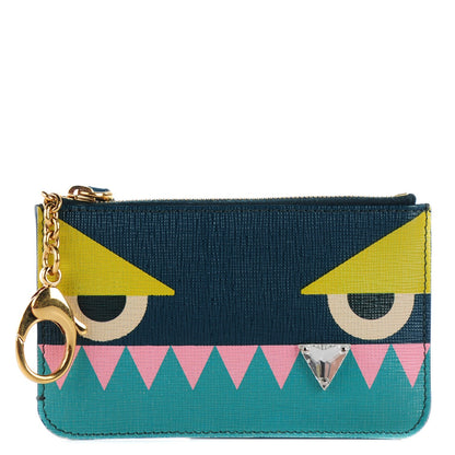 Fendi Vitello Crystal Tooth Monster Coin Pouch Key Case Oceano Multicolor 1 of 10