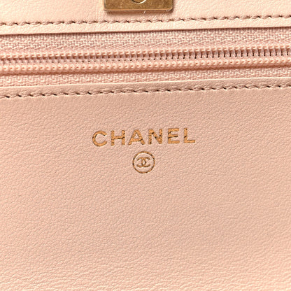 Chanel Lambskin Quilted CC Pearl Crush Wallet on Chain WOC Light Beige 6 of 11