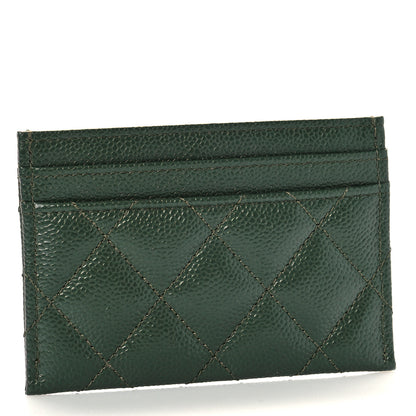 Chanel Caviar Quilted Chain CC Card Holder Khaki 3 of 9