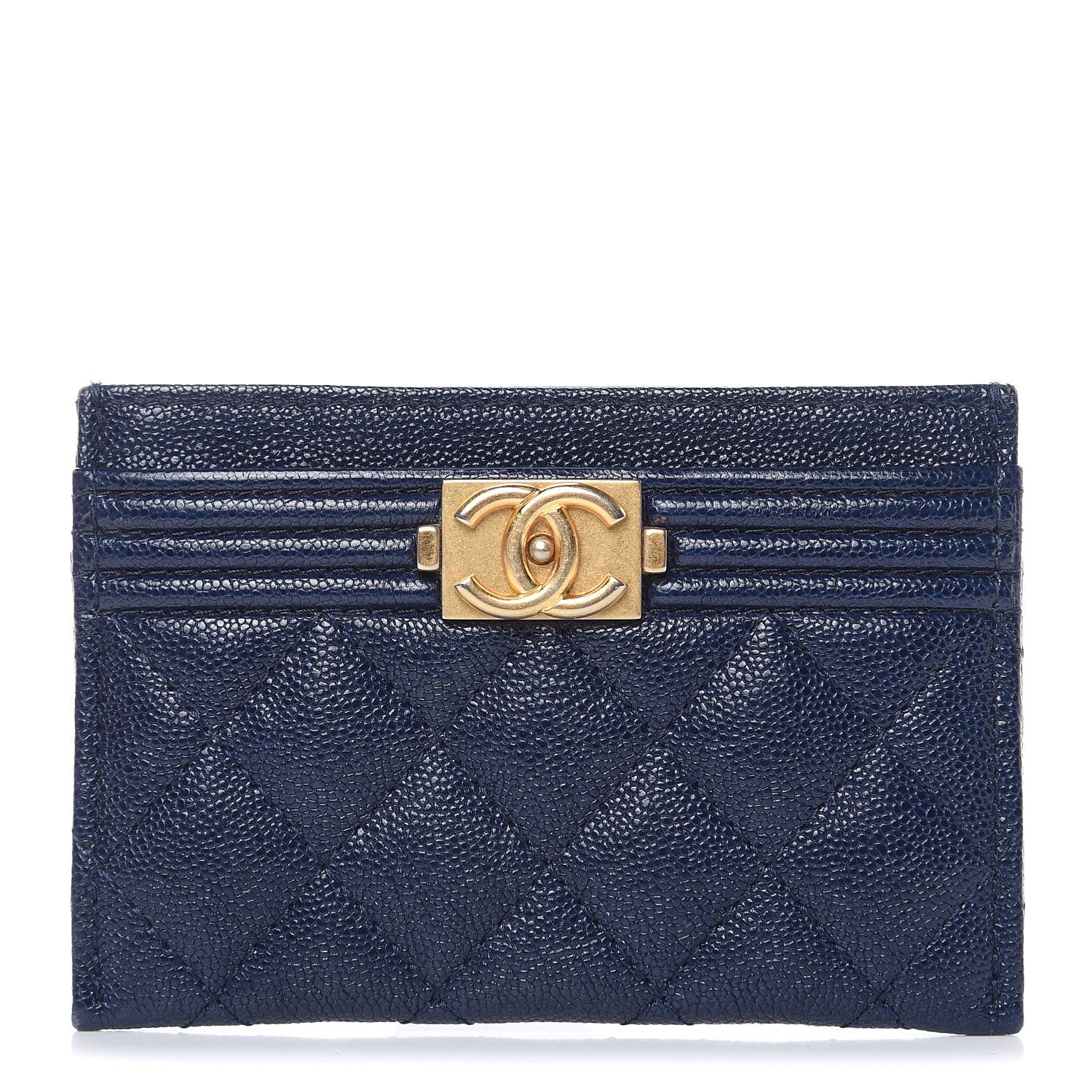 Chanel Caviar Quilted Boy Card Holder Blue 1 of 11