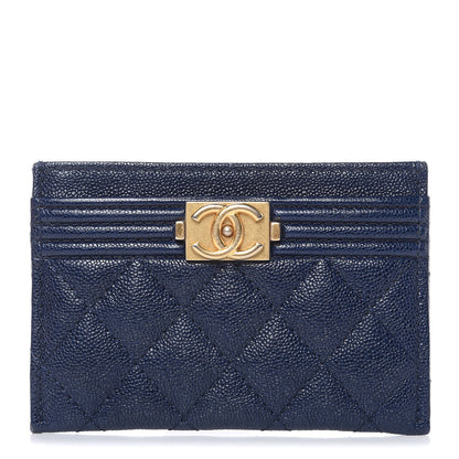 Chanel Caviar Quilted Boy Card Holder Blue 1 of 11