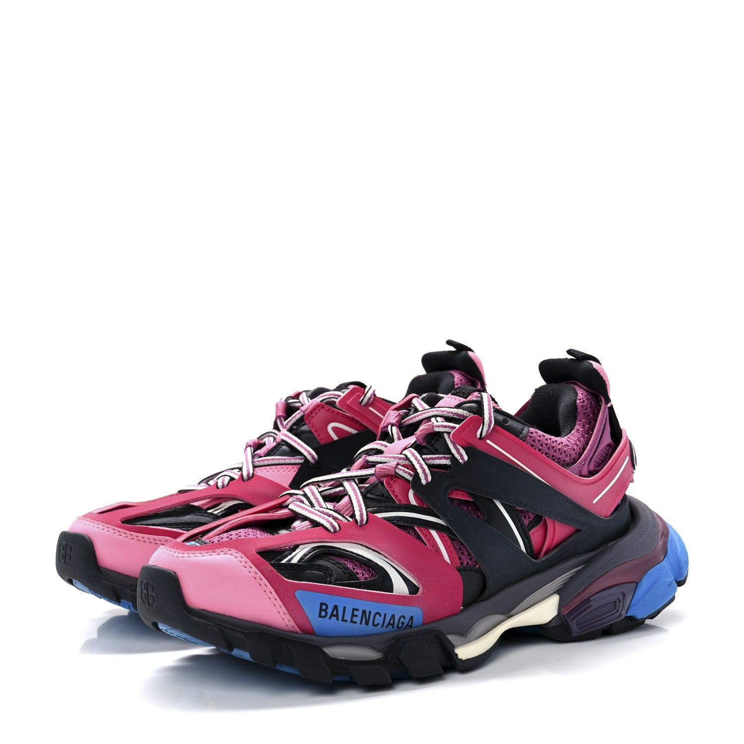 Balenciaga Mesh Nylon Metallic Fabric Womens Track Sneakers 37 Pink Blue 3 of 7