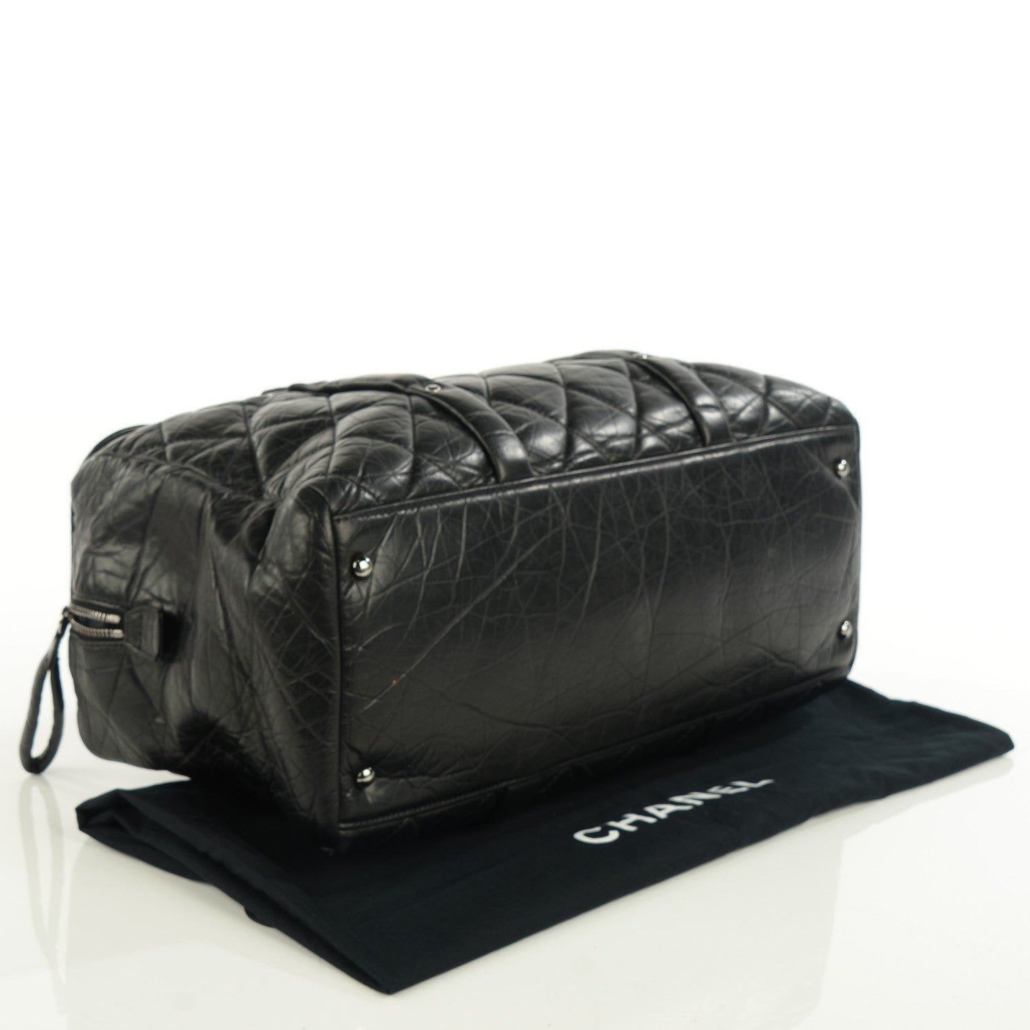 Chanel Distressed Lambskin Quilted Lady Braid Flap Tote Black 4 of 7