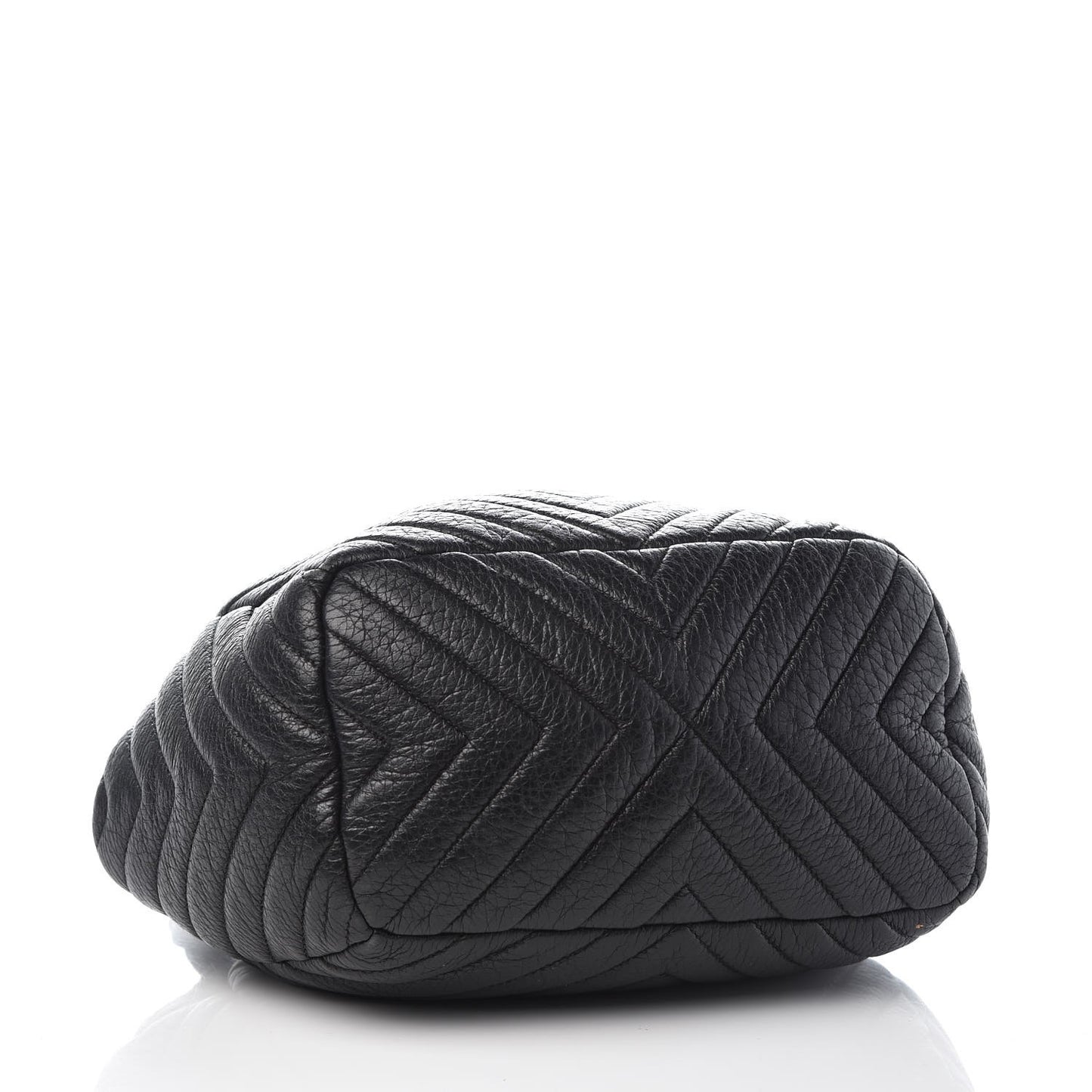 Deerskin Chevron Small CC Chain Bucket Drawstring Bag Black